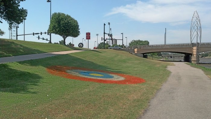 Target spray painted on West Ark Riverbank